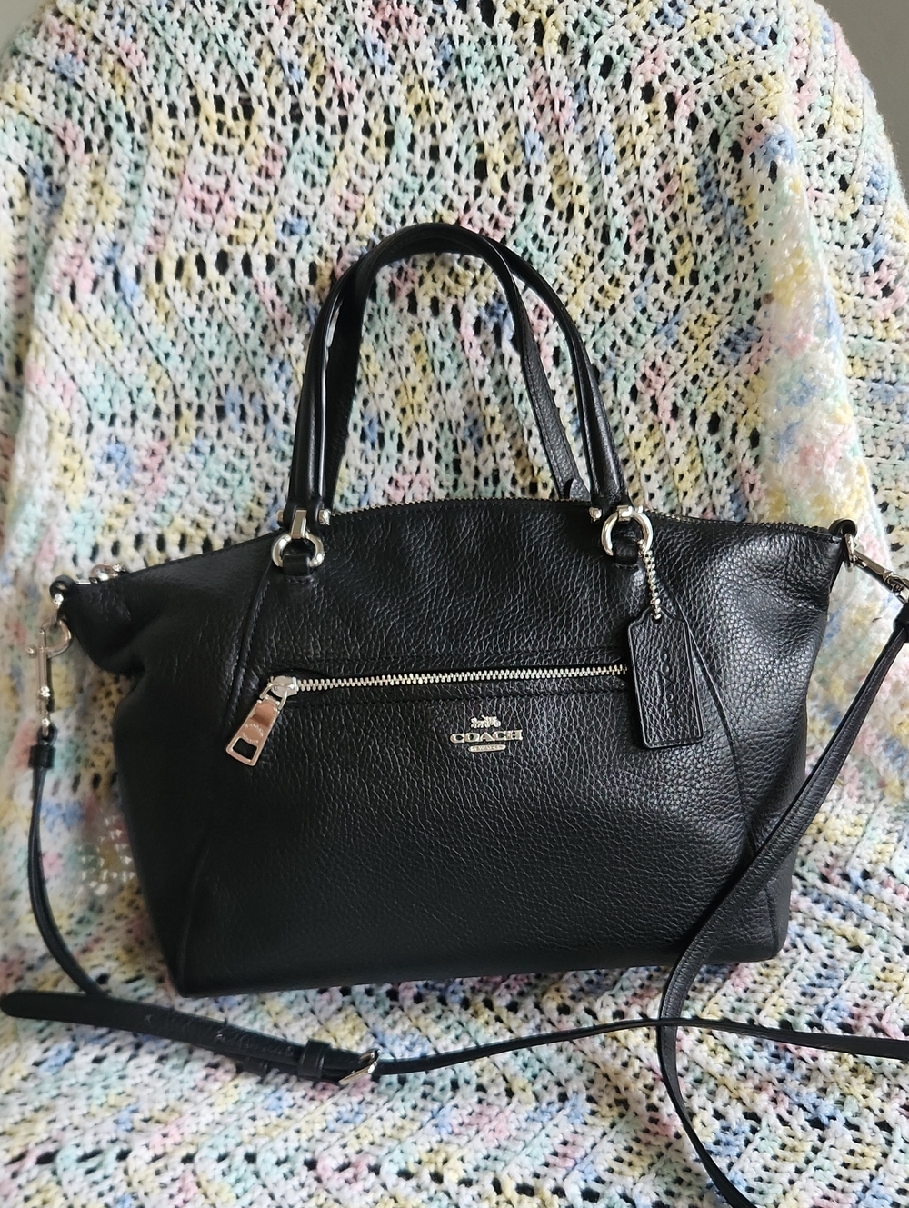 Coach Black Leather Handbag- Praire Satchel B2054-79997